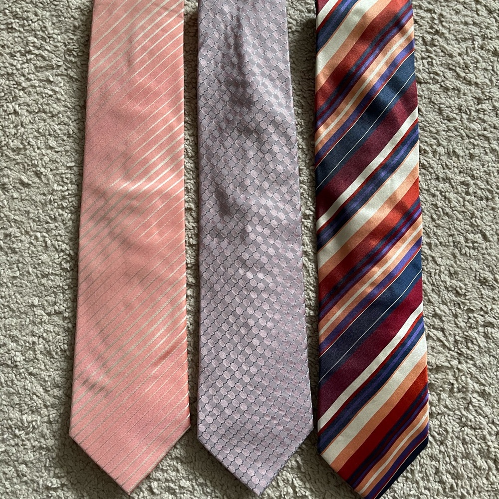 3 Hugo Boss Ties Mandarin/Purple/Stripped